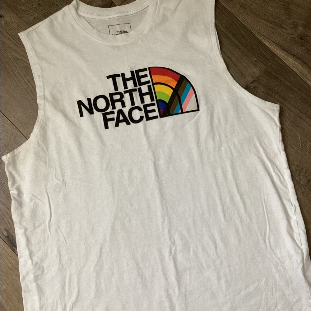 The North Face White Tank Top with Rainbow Logo